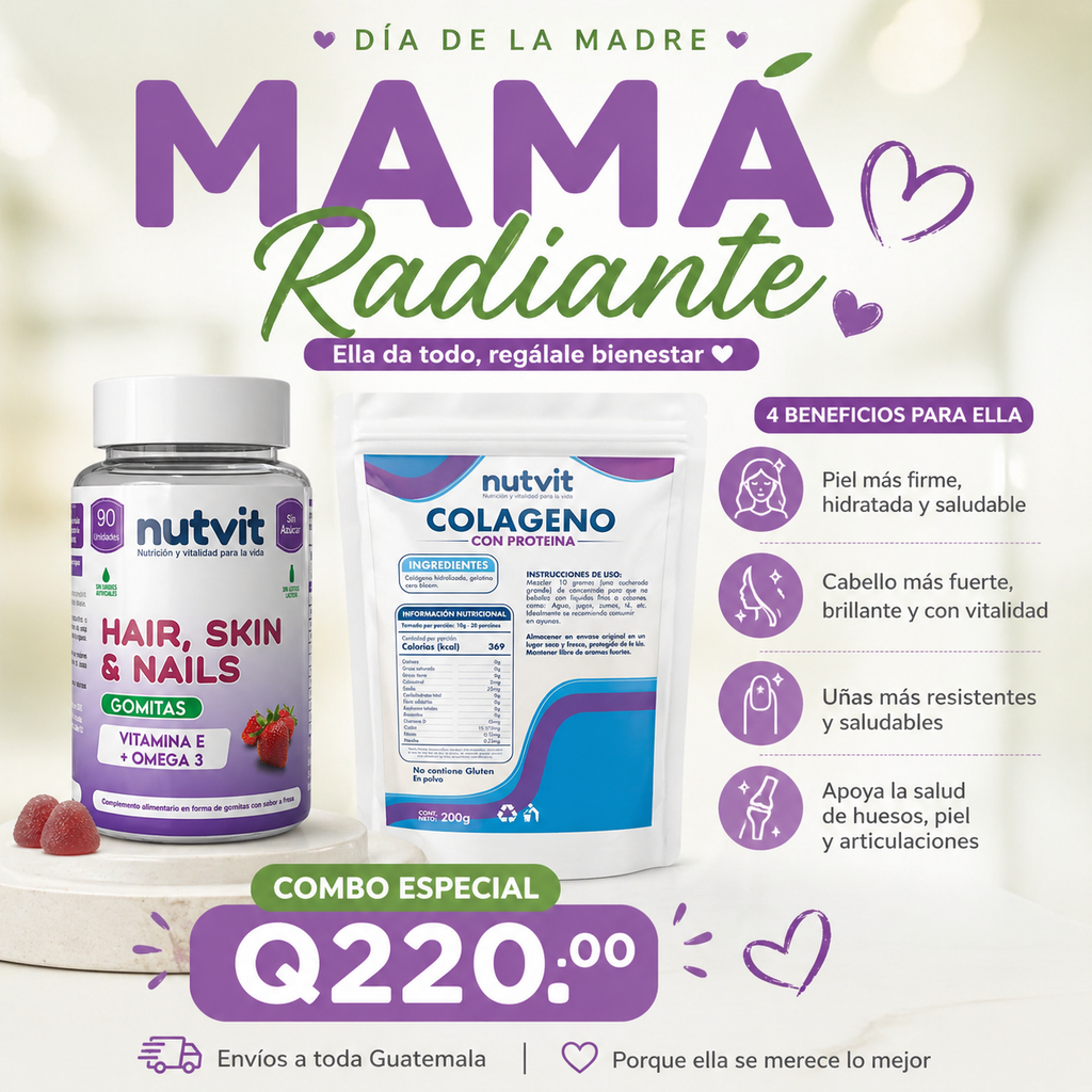 COMBO MAMA RADIANTE - NV HAIR SKIN + COLAGENO 200 GRAMOS