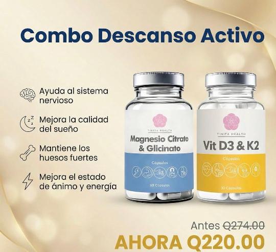 COMBO DESCANSO ACTIVO- D3 & K2 + MAGNESIO TINITA
