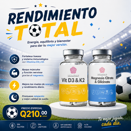 COMBO RENDIMIENTO TOTAL- D3 & K2 + MAGNESIO TINITA