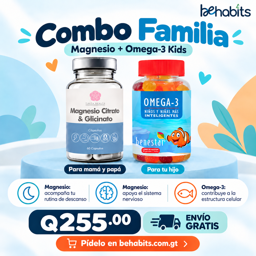 COMBO FAMILIA-- MAGNESIO CITRATO Y GLICINATO + OMEGA 3 KIDS