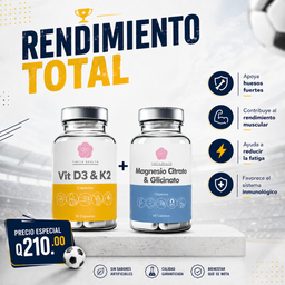 COMBO RENDIMIENTO TOTAL- D3 & K2 + MAGNESIO TINITA