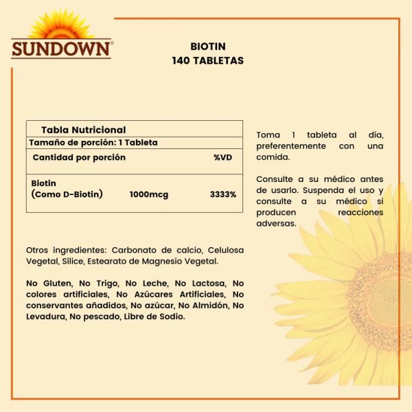 Biotin 120 tabletas Sundown